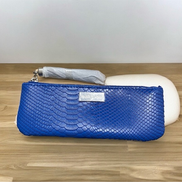 NEW Babe Lash Blue Tassel Makeup Cosmetic Bag Zipper Closure Silver Name Plate - Picture 1 of 8